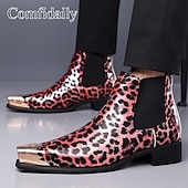 cheap Chelsea Boots-Men's Brown Leopard Print Chelsea Boots – Trendy and Bold Design, Ideal for Casual Wear, Street Style and Fashion-forward Occasions