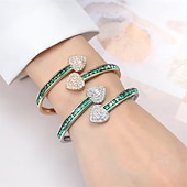 cheap Bracelets-Cubic Zirconia Vintage Style Sweet Heart Elegant Personalized Trendy Chrome Bracelet Jewelry Silver / Golden For Wedding Party Engagement Prom