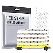 abordables Contrôle à distance-Ruban LED COB FCOB flexible haute densité 5 m (16,4 pi) 640 LED/m, température de couleur réglable 3000 K - 6000 K, IRC 90, intensité variable, pour chambre, cuisine, décoration intérieure, 24 V CC