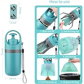 abordables Cuencos y Comederos-Recogedor de excrementos portátil sin contacto para perros pequeños, medianos y grandes. Incluye 15 bolsas y un contenedor hermético para recoger los desechos.
