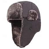cheap Men's Hats-Men's Trapper Hat Winter Hats Winter Beanie Black Blue Polyester Fleece Lined Cozy Daily Wear Going out Solid / Plain Color Warm