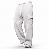 preiswerte Fracht-Herren Waffel Cargo-Hosen Cargo-Jogginghose Hose Gerade geschnittene Sweatpants Kordelzug Elastischer Bund Mehrere Taschen Einfach Feuchtigkeitsableitend Atmungsaktiv Volle Länge Sport im Freien