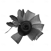 Недорогие Фасцинаторы-Аксессуары для волос Тюль  Перья Федора Свадьба Чаепитие Скачки коктейль Элегантный стиль Винтаж Простой С Пух Тюль Заставка Головной убор