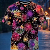 abordables T-shirts 3D-Nouvel An Homme bonne année Feux d'artifice 2026 T-shirt Manche Courte T-shirt Impression 3D Col ras du cou Chemise Exagéré Designer Artistique Club Soirée Rue Noir 1 Noir 3 Noir 2 Automne Hiver