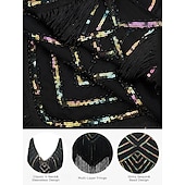 billiga 1920-talets klänningar-Set Roaring 20s 1920s Mini Dress Flapper Dress Outfits with Accessories Sleeveless The Great Gatsby Charleston Sequins Tassel Fringe Feather Deep V Fancy Dress Women's Carnival New Year Masquerade