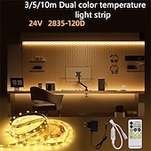 cheap LED String Lights-1set 3/5/10m Dual-color Temperature 8mm 24V 2835 LED Strip light 120LEDs/ Super Bright Flexible Tape LED Light