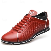 economico Sneakers Casual-sneakers sportive rosse da uomo con tomaia traforata: scarpe stringate eleganti per le feste informali e per l'uso quotidiano