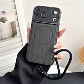 ieftine Carcase iPhone-telefon Maska Pentru iPhone 17 Pro Max 17 Air 16 15 14 Pro Max Plus 13 Pro Max Capac Spate Acceptă încărcarea fără fir cu curea de mână Anti Șoc Retro Placare