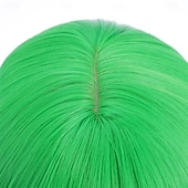 tanie Peruki imprezowe-Zielone Peruki Syntetyczne Peruka Prosta Bob z Grzywką Krótkie Zielone Syntetyczne Włosy dla Kobiet Miękka Moda Biała Zielona