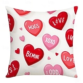 cheap Textured Throw Pillows-Pink Heart Letter Pillowcase Set Double Sided Print Valentine Day Decorative Cushion Covers for Living Room Sofa Throw Pillows Romantic Home Decor