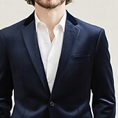 billige Blazer-Herre Fløyelsblazere Halskrage Mote Klassisk Fritid Ensfarget Fløyelsblazer Svart Burgunder Mørkeblå Skreddersydd Enkelt Brystet Enn-knapp