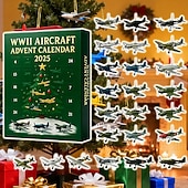זול לוח שנה של אדרנט &amp; מתנות לנעליים-יומון שטחי שופי - מתנות למילוי גרבי חג המולד 2025 24 ימים של מטוסים אייקוניים מתנה לגברים אבא אספני דגם אוהבי תעופה מכיל 24 תליון מטוסי קרב קישוטים לעץ חג המולד