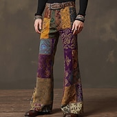 Χαμηλού Κόστους Ανδρικό εμπριμέ casual παντελόνι-Ανδρικά Γεωμετρικό Συνδυασμός Χρωμάτων Κουρελού Παντελόνια Ντίσκο Παντελόνι Παντελόνια καμπάνα της δεκαετίας του '60 και του '70 Μεσαία Μέση Μποέμ Vintage ρετρό ΕΞΩΤΕΡΙΚΟΥ ΧΩΡΟΥ Πάρτι Causal