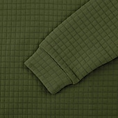 Недорогие Вафельная трикотажная футболка-Муж. Вафельный тройник Футболка Футболка с четвертью молнией Длинный рукав Воротник-стойка Осень Зима Весна &amp; осень Сплошной цвет Клетчатый Вязаная одежда Повседневные На каждый день Застегнуться