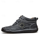 economico Stivaletti alla caviglia-sneakers da uomo in similpelle marrone con lacci: eleganti e versatili, ideali per il lavoro, l'abbigliamento casual e le attività all'aperto