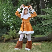 voordelige Dierenkostuum-Dierenbandkostuum Jurken Fancy kostuum Dieren Vos Cosplay Kostuum Kinderen Voor meisjes Kerstmis Carnaval Boekenweek Feest Prestatie Symfonie van Verhalen Aankleden