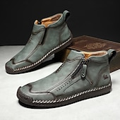 abordables Botines-Botas de senderismo de piel sintética de primera calidad para hombre: calzado resistente con cierre de cremallera para aventuras al aire libre y uso casual.