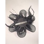cheap Fascinators-Elegant Feather Net Fascinators Hats with Feathers Fur Floral 1PC Special Occasion Kentucky Horse Race Ladies Day Headpiece dress to impress Race Day Dress
