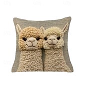 cheap Throw Pillows,Inserts &amp; Covers-Two Alpacas Single Side Printed Pillow Covers with 2D Flat Print 45x45cm Decorative Cushion Cases for Home Living Room Bedroom Sofa Accent Throw Pillows