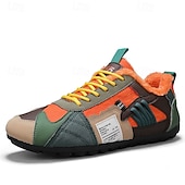 billiga Vardagssneakers-Herr Sneakers Fleecefoder Löpning Promenad Ledigt PU Läder Bekväm Halksäker Andningsfunktion Korta stövlar / ankelstövlar Snörning Mörkröd Orange Grön Sommar Vår Höst