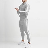 Χαμηλού Κόστους βασικές φόρμες-Ανδρικά Πουλόβερ Φόρμα Σετ ρούχων Όρθιος Γιακάς ΕΞΩΤΕΡΙΚΟΥ ΧΩΡΟΥ Καθημερινά Αθλητικά Κορδόνι Τσέπη Συνδυασμός Χρωμάτων Μαύρο Κίτρινο Ρουμπίνι Πολυεστέρας Ρούχα Γυμναστικής Μοντέρνα Κομψό στυλ street