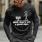  T-Shirt Grafica Uomo Manica Lunga 'Bene Questo Non È un Buon Segno' Design di Umorismo Giocoso