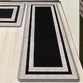 abordables Alfombras de pasillo-Alfombras de pasillo para cocina, de PVC grueso, antifatiga, con diseño de doble marco tipo teslin, impermeables, resistentes al aceite, antideslizantes y de cuero sintético.