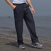 cheap Straight Leg-Men's Sweatpants Trousers Baggy Pants Straight Leg Sweatpants Waffle Pants Drawstring Pocket Elastic Waist Plain Comfort Soft Outdoor Daily Holiday Fashion Classic Style Black White Micro-elastic