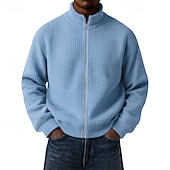 economico Giubbotti Casual-Per uomo Giacca Leggera Giacca a nido d'ape Giacca Casual All'aperto Vacanza Tasca Minimalista Primavera Autunno Inverno Semplice Vintage Streetwear Collo alla coreana Regolare Blu Nero Bianco Rosso