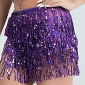 cheap Belly Dancewear-Samba Dancewear Belly Dance Performance Costume Sequin Tassel Hip Scarf Bead Waist Chain Indian Dance Performance Waist Scarf.l Performance Costume