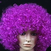 Недорогие Карнавальные парики-Карнавальный парик 2026 Фиолетовый Кудрявый Афро Короткие Синтетический фестивальный парик Вторник на масляной неделе Парад Волосы для косплей-костюма для Мужчины