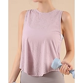 cheap Women's Shirt-Women's Solid Colored Tank Top Workout Tops Loose Fit Elastic Sweat-Wicking Breathable Tennis Pickleball Yoga Crew Neck Top Black White Yellow Tennis Clothing