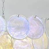 baratos Candelabros de Cristal-lustres de discos de vidro de Murano branco e roxo