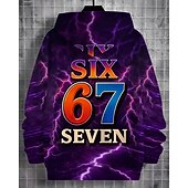 cheap Girl's 3D Playful Humor-Unisex Girls' 3D Graphic Funny Slang 67 Hoodie Pullover Long Sleeve 3D Print Spring Fall Sports Fashion Streetwear Kids 4-12 Years Hooded Outdoor Casual Daily Regular Fit