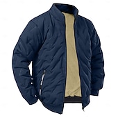 economico Piumini e parka da uomo-Per uomo Giacca in Pile Imbottito Formale Ufficio Comodo Tasca Imbottito Autunno Inverno Tinta unica Vacanza Vintage Collo ripiegato Regolare Blu Nero Cammello Grigio Giacca