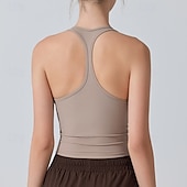 Χαμηλού Κόστους Γυναικείο πουκάμισο-Γυναικεία Μονόχρωμο Αμάνικο τοπ Αθλητική μπλούζα Ενσωματωμένο σουτιέν Προστασία UV Γρήγορο Στέγνωμα Ελαστικό Αναπνέει Τέννις Αθλητικά Τρέξιμο Μπολύζες Μαύρο Λευκό Βυσσινί Ρούχα τένις