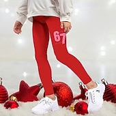  Ragazze 3D Grafico 67 Pantaloni Leggings Primavera Autunno Carino Streetwear Essenziale Bambini 4-12 Anni All'aperto Vacanza Casuale Taglia piccola