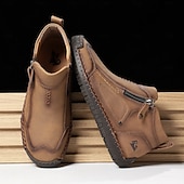 abordables Botines-Botas de senderismo de piel sintética de primera calidad para hombre: calzado resistente con cierre de cremallera para aventuras al aire libre y uso casual.