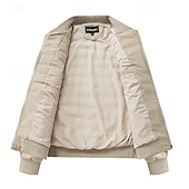 cheap Men's Downs &amp; Parkas-Men's Winter Coat Quilted Jacket Padded Jacket Pocket Quilted Polyster Outdoor Casual Daily Regular Fashion Streetwear Contemporary Thermal Warm Winter Solid Color Black Khaki Army Green Puffer Jacket