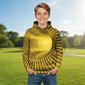 billiga Pojkens 3D Vision &amp; Geometri-Pojkar 3D Grafisk Geometrisk 3D Print Huvtröja Långärmad Vår Höst Mode Streetwear Barn 4-12 år Huva Utomhus Ledigt Dagligen Normal