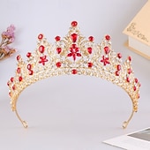 billige Tiarer og kroner-Crown Tiaras Hodepryd Legering Bryllup Bursdag Elegant søt stil Med Rhinsten Hodeplagg Hodeplagg