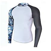 billige One Pieces Rash Guards-Herre Rash-guard Svømmeskjorte UPF50+ Hurtigtørkende Lettvekt Langermet Ikke-Klø Klær Badedrakt Surfing Strand Vannsport Svømming Lapper Sommer