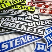 halpa Kodin tarvikkeet-12 kappaleen pakkaus magneettisia työkalupakkietikettejä, 3D-tulostettuja työkalupakkietikettejä, yleisiä työkalupakkien järjestelytarvikkeita, uudelleenkäytettäviä etikettejä teräksisille