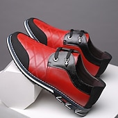 economico Scarpe casual degli uomini-scarpe slip-on trapuntate rosse e nere da uomo con lacci elastici - calzature casual alla moda per le uscite del fine settimana