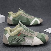 billiga Vardagssneakers-Herr Sneakers Fleecefoder Löpning Promenad Ledigt PU Läder Bekväm Halksäker Andningsfunktion Korta stövlar / ankelstövlar Snörning Mörkröd Orange Grön Sommar Vår Höst