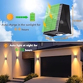 levne Venkovní nástěnná světla-1ks venkovní solární nástěnné světlo s horním a spodním osvětlením, venkovní nástěnné solární světlo na terasu, zahradu, garáž, verandu a silnici, vánoční, svatební, sváteční, venkovní krajinářské