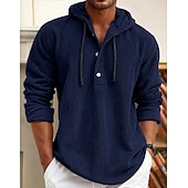 olcso alkalmi férfi ingek-Férfi Ing Alkalmi ing Kordbársony Ing Medence Fehér Sötétkék Stétszürke Hosszú ujj Sima Kapucni Hétköznapi Napi Kapucni Ruházat Szüret Divat Utcai sikk Napi