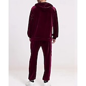 baratos moletons básicos-Homens Moletom Moletom com capuz e calças Conjunto de roupas Conjunto de moletons Capuz Ao ar livre Diário Esportes Com Cordão Bolsos Tecido Vermelho Vinho Preto Azul Royal Poliéster Roupas Esportivas