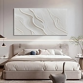 billige Abstrakte malerier-håndlaget oljemaleri lerret veggkunst dekorasjon moderne abstrakt hvit enkel teksturmaleri for hjem stue dekor rullet rammeløs ustrukket maleri