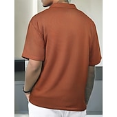お買い得  Polo classica da uomo-Men's Waffle Polo Shirts Textured Casual Sports Lapel Ribbed Polo Collar Short Sleeve Fashion Basic Plain Classic Plain Summer Spring Regular Fit White Waffle Polo Shirts